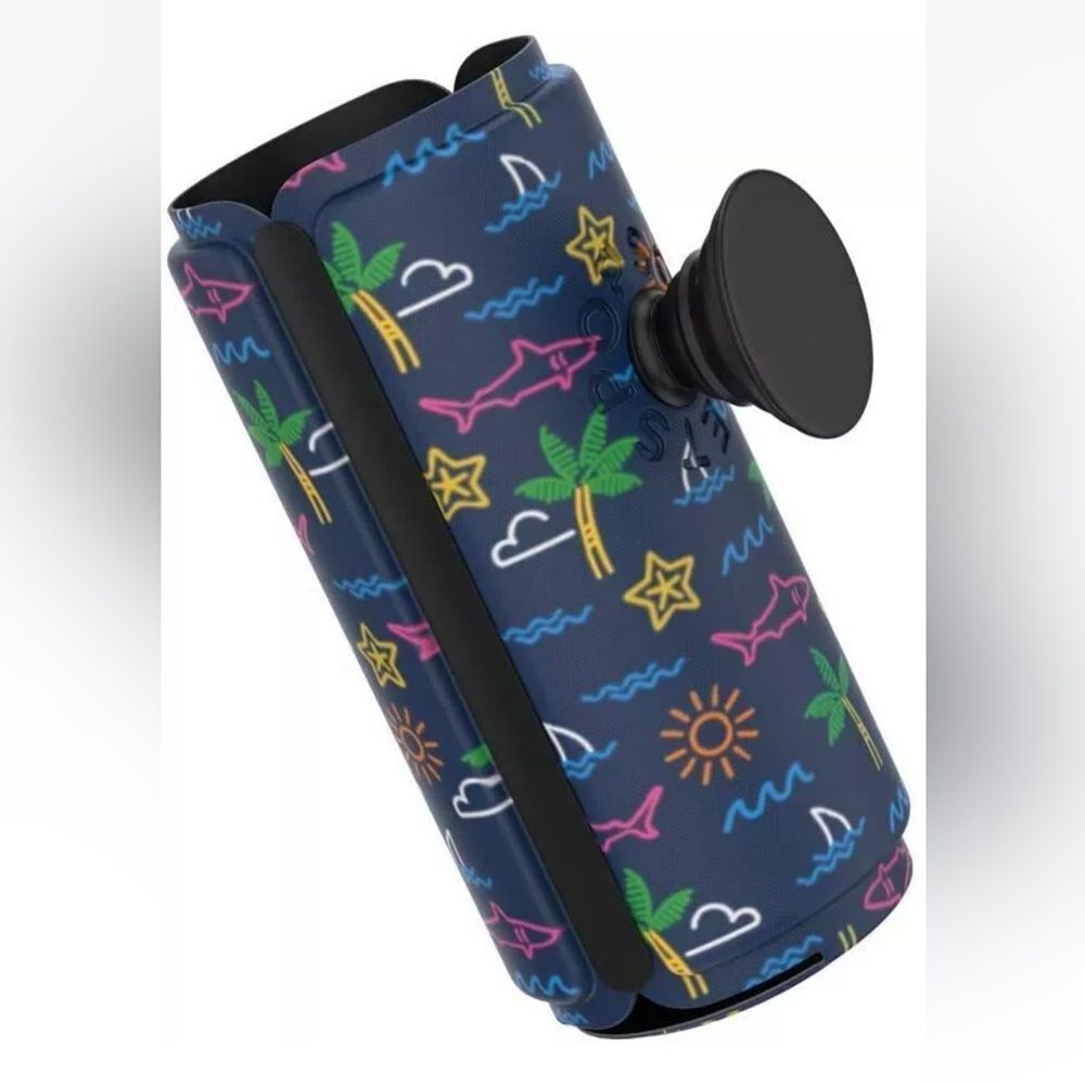 Neon tropical Tall Slim popsocket can coozie D26‎